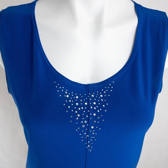 Blue Beaded Sleeveless Blouse - Picture 4 of 5